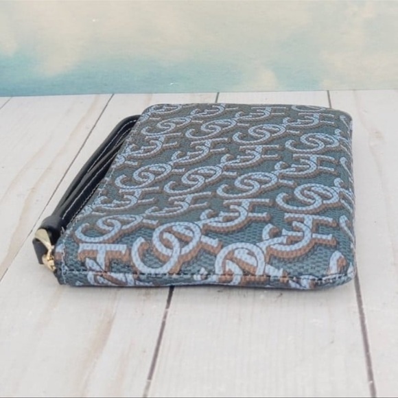 NWT Coach Corner Zip Wristlet Navy Blue Monogram - Picture 7 of 10